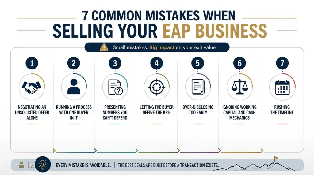 Table of seven common mistakes when selling your EAP business